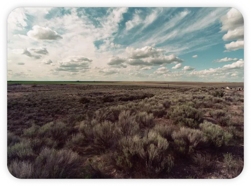 Expansive sagebrush land surrounding the missile base