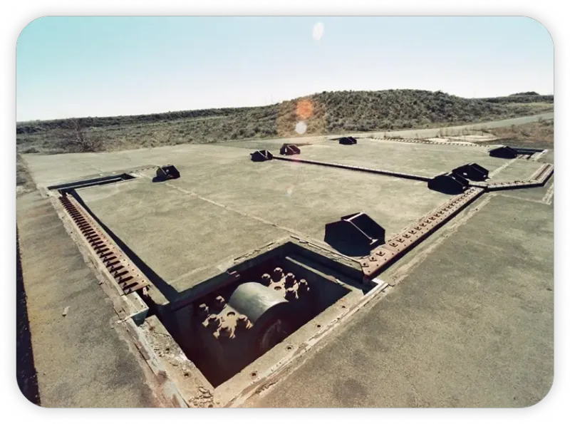 Aerial view of the missile complex layout