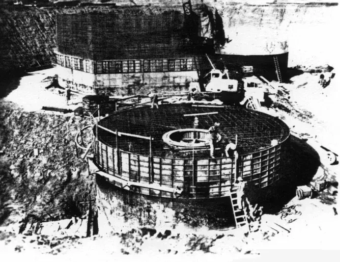 Aerial view during original construction