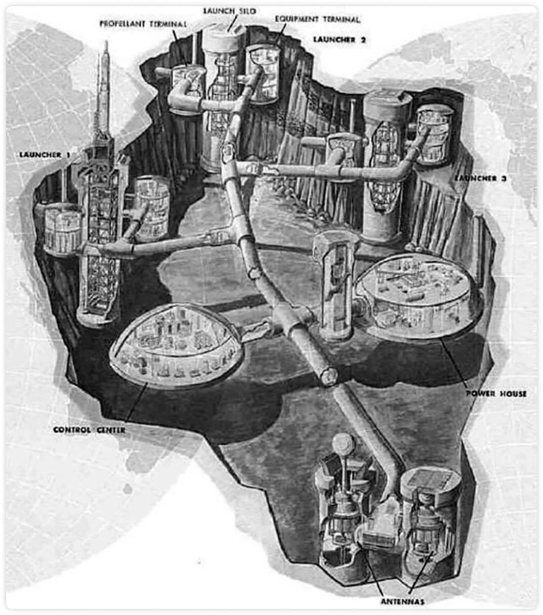 Archival view of the missile base structures